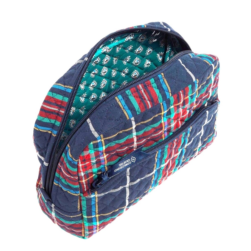 LMT: Vera Bradley MEDIUM COSMETIC BAG RECYCLED COTTON TARTAN PLAID